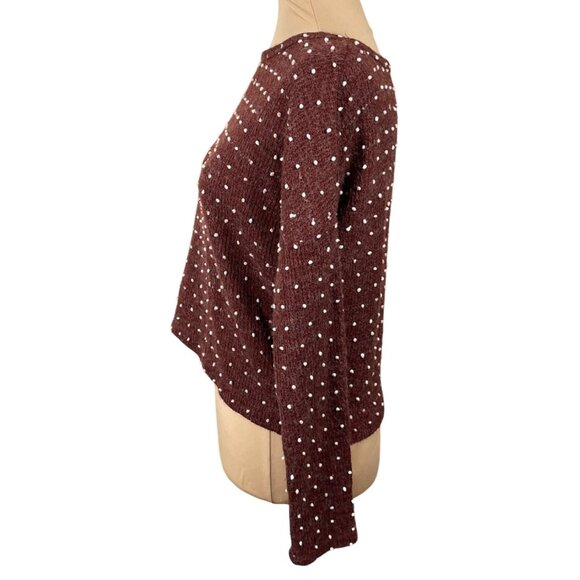 Altar'd State Cropped Sweater Rust Cream Dot Size S Small Lightweight - Picture 2 of 7